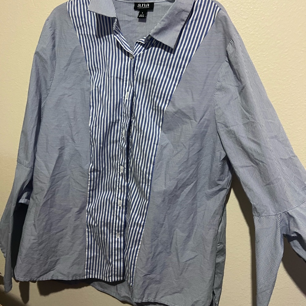a.n.a Blue Striped Women’s Shirt